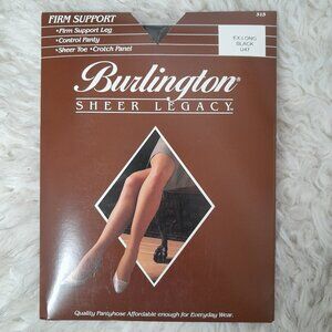 NWT Vintage Burlington Sheer Legacy Control Top Pantyhose Black Extra Long